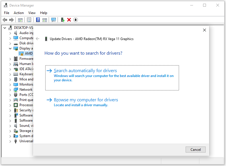   seleziona Cerca automaticamente i driver