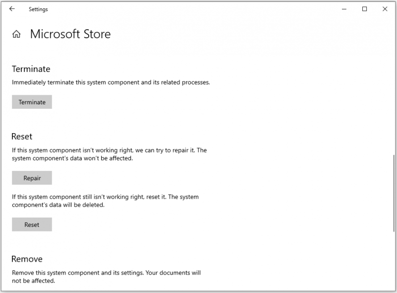 επισκευή και επαναφορά του Microsoft Store