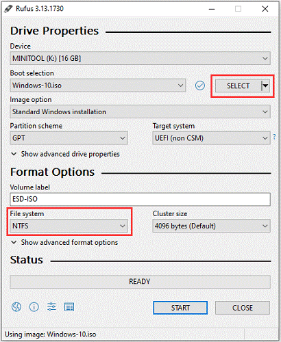  creare USB avviabile di Windows utilizzando Rufus