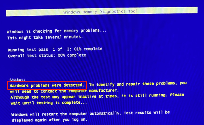   Sono stati rilevati problemi hardware