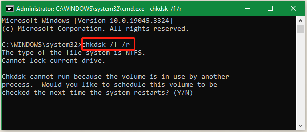   controllare il disco utilizzando CHDSK