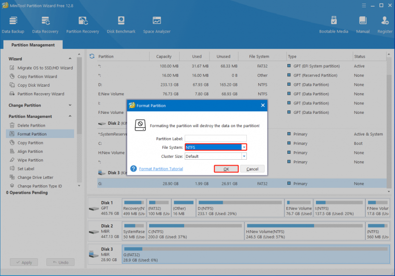   formatteer een niet-herkend USB-station via deze site Partition Wizard