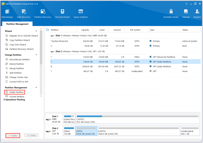   eliminare una partizione con questo Partition Wizard del sito