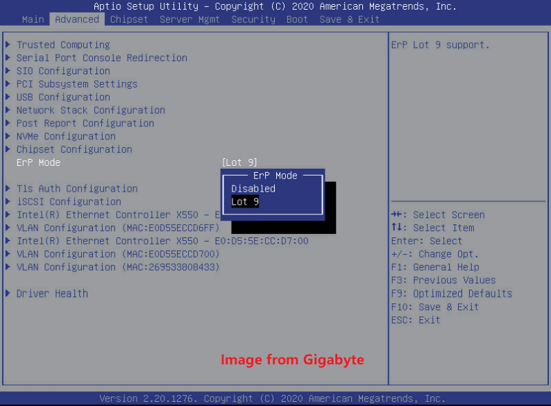   ERP -tilstand i BIOS