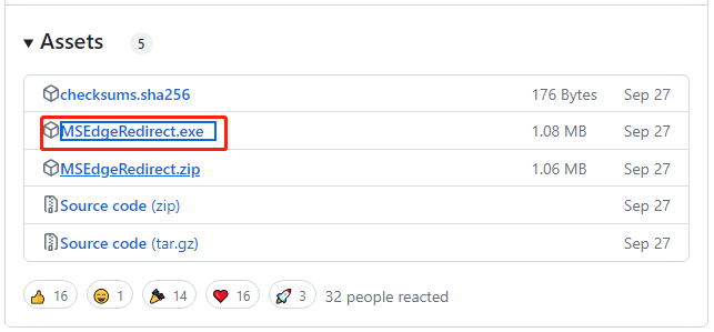 ladda ner MSEdgeRedirect från GitHub