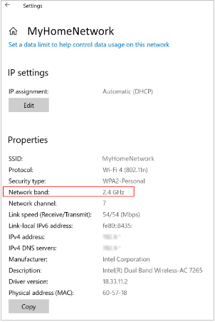   controlla le proprietà WiFi