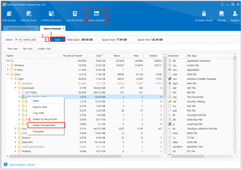 gebruik de Space Analyzer-functie