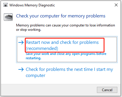 Esegui la diagnostica di memoria di Windows per controllare i problemi di memoria
