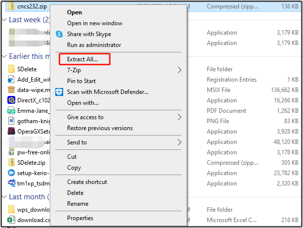   estrarre il file zip