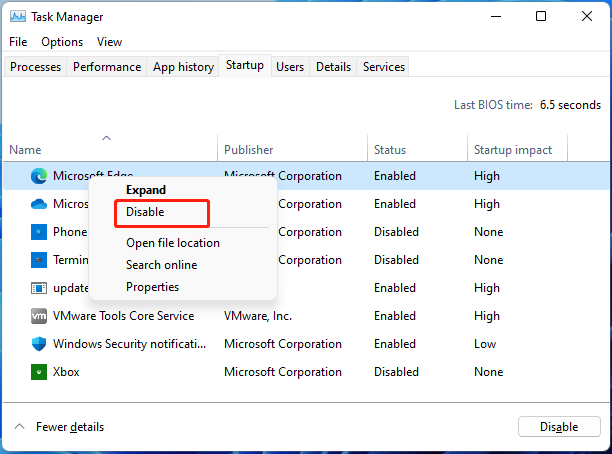   deaktiver opstartsapps i Task Manager