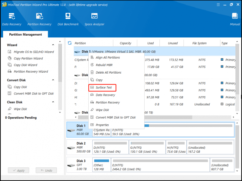   utilizzare Partition Magic per testare il disco rigido