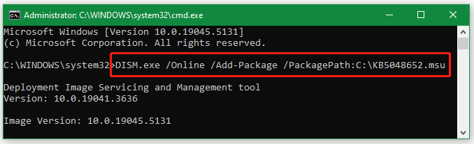   installare l'aggiornamento di Windows con il comando DISM