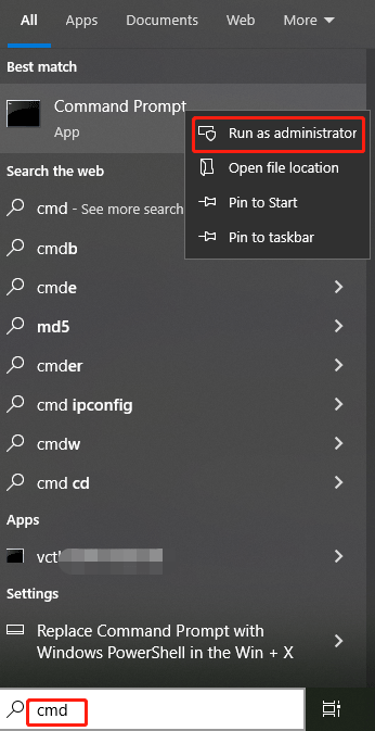   kjør kommandoprompt som administrator