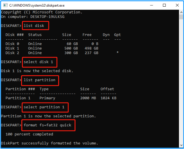 formatteer een USB naar FAT32 met behulp van CMD