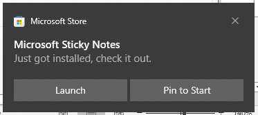 klik op Starten om Sticky Notes uit te voeren