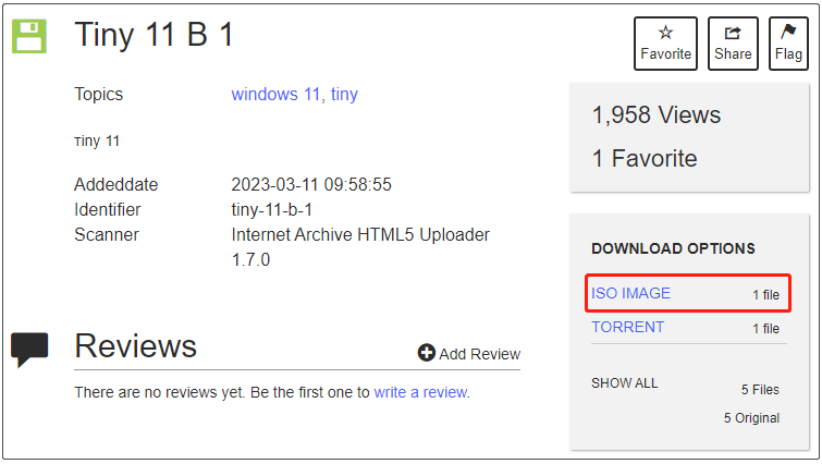   scarica l'ISO di Tiny 11 b1