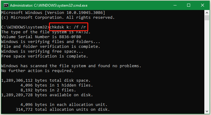 проверьте SD-карту с помощью CHKDSK