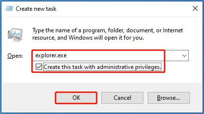   creare Explorer con privilegi di amministratore