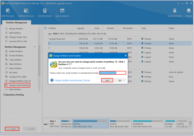   Skift serienummer med denne side Partition Wizard