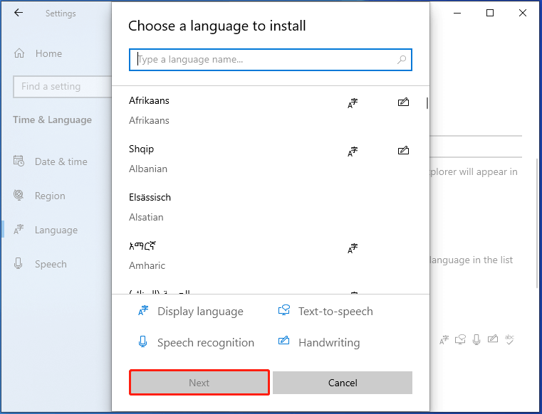   Installa la lingua desiderata