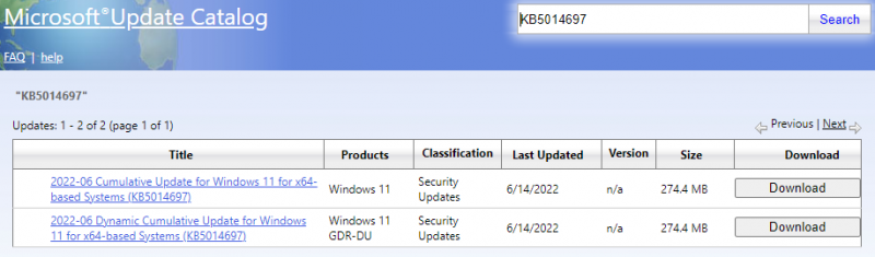   download KB5014697 fra Microsoft Update Catalog
