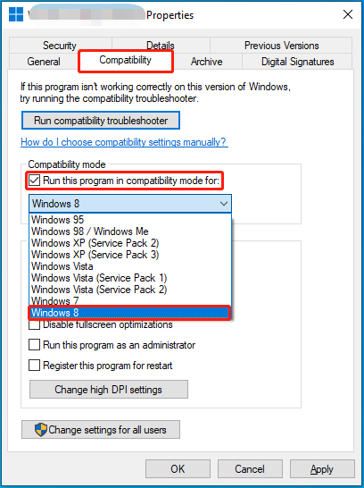   Voer dit programma uit in de compatibiliteitsmodus
