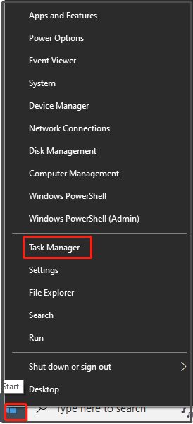 Open taakbeheerder op het startmenu