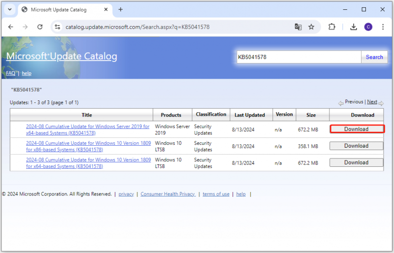ดาวน์โหลดการอัปเดตจาก Microsoft Update Catalog