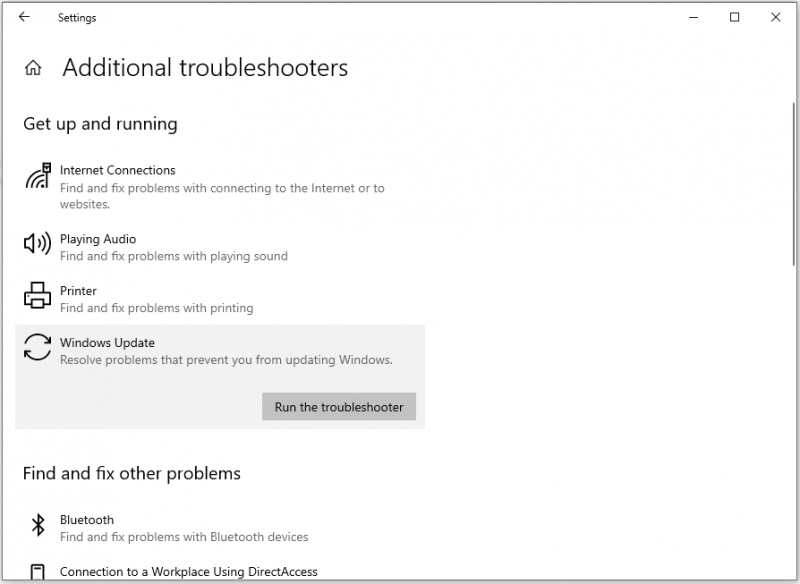   Windows Update sorun gidericisini çalıştırın