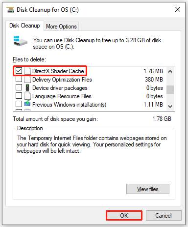   sæt flueben ved DirectX Shader Cache
