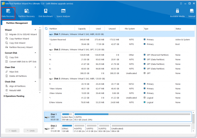   voer gegevensherstel uit met deze site Partition Wizard