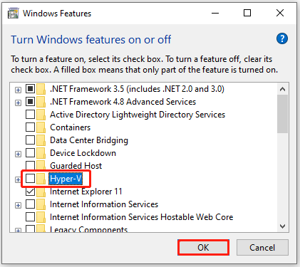   slå Hyper-V fra