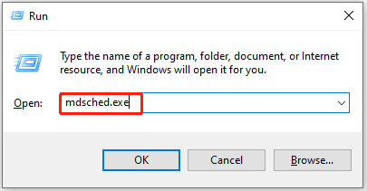   Åbn Windows Memory Diagnostic fra Kør
