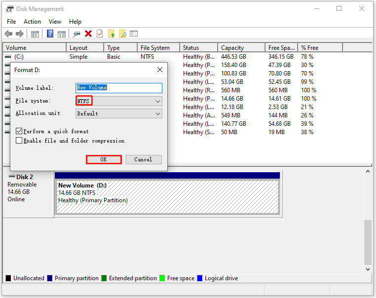   formato in NTFS