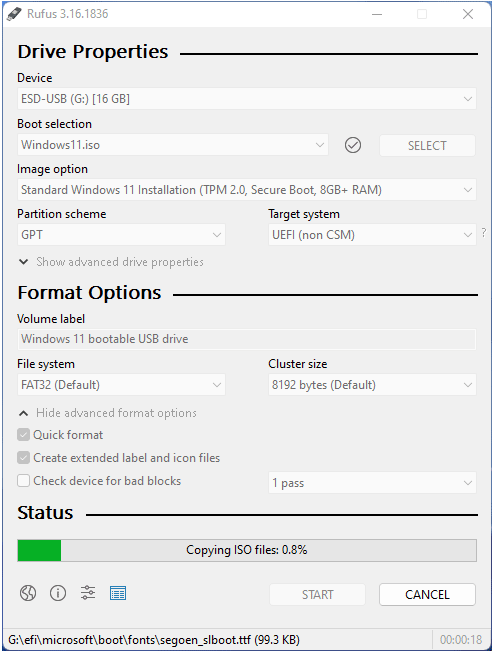   opret Windows 11 bootbar USB ved hjælp af Rufus