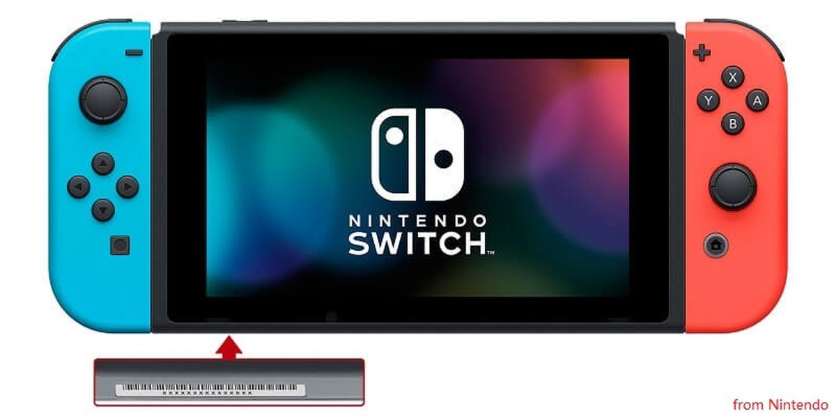 Nintendo Switch Serial Number บนคอนโซล