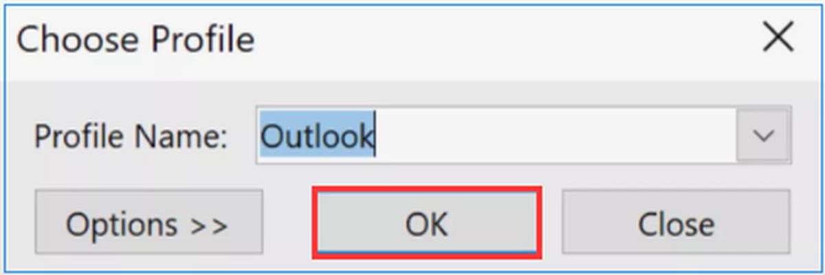 vælg ny Outlook-profil