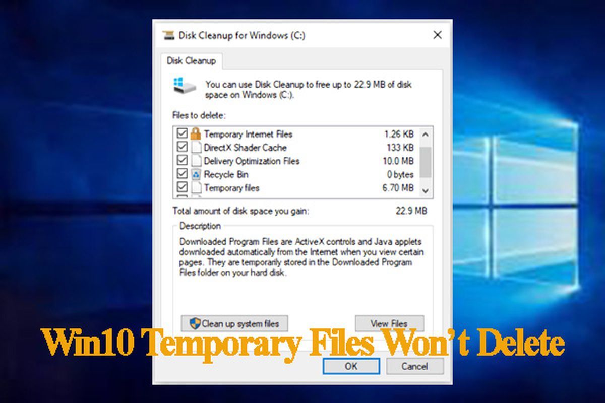I file temporanei di Windows 10 non verranno eliminati