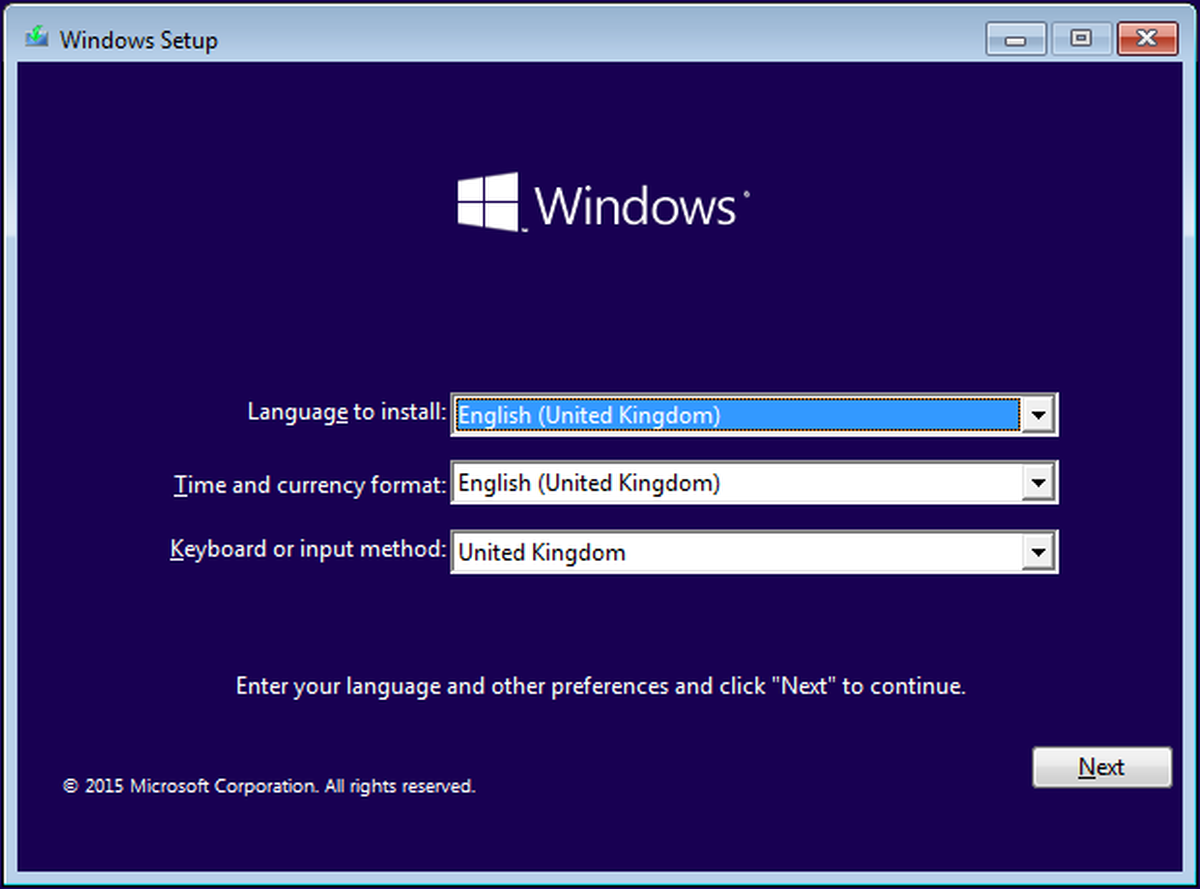 ไปที่อินเทอร์เฟซการตั้งค่า Windows