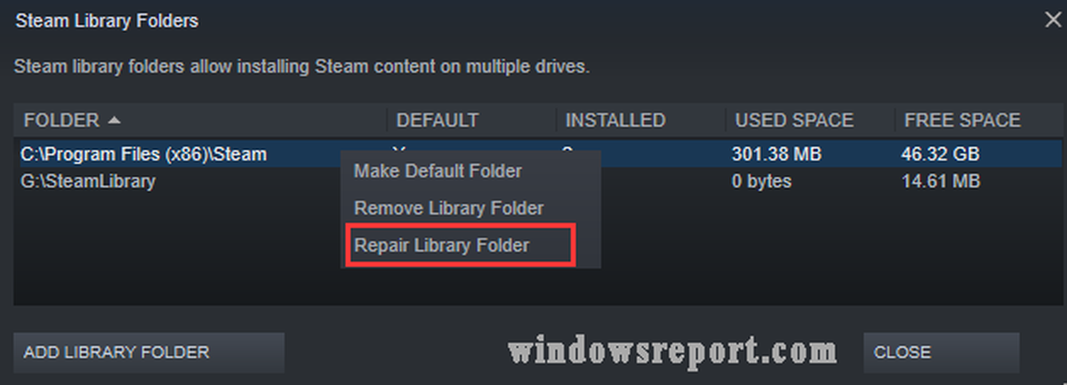кликнете върху опцията Repair Library Files