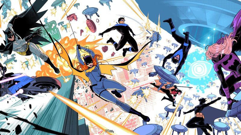 sammankopplade Nightwing-omslag med nya Batgirl-kostymer