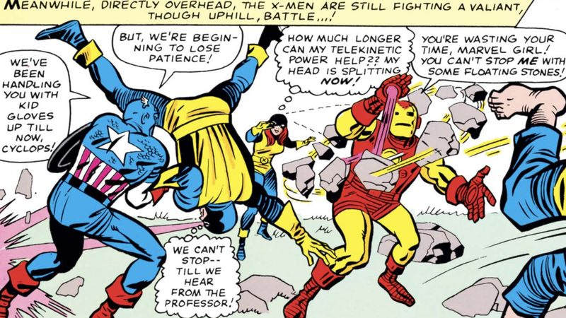 billede af Avengers, der kæmper mod X-Men
