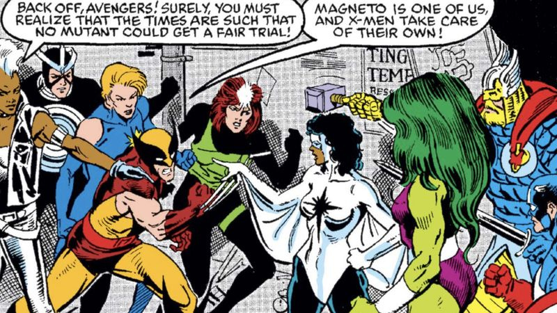 billede af Avengers, der kæmper mod X-Men