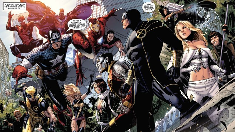 billede af Avengers, der kæmper mod X-Men