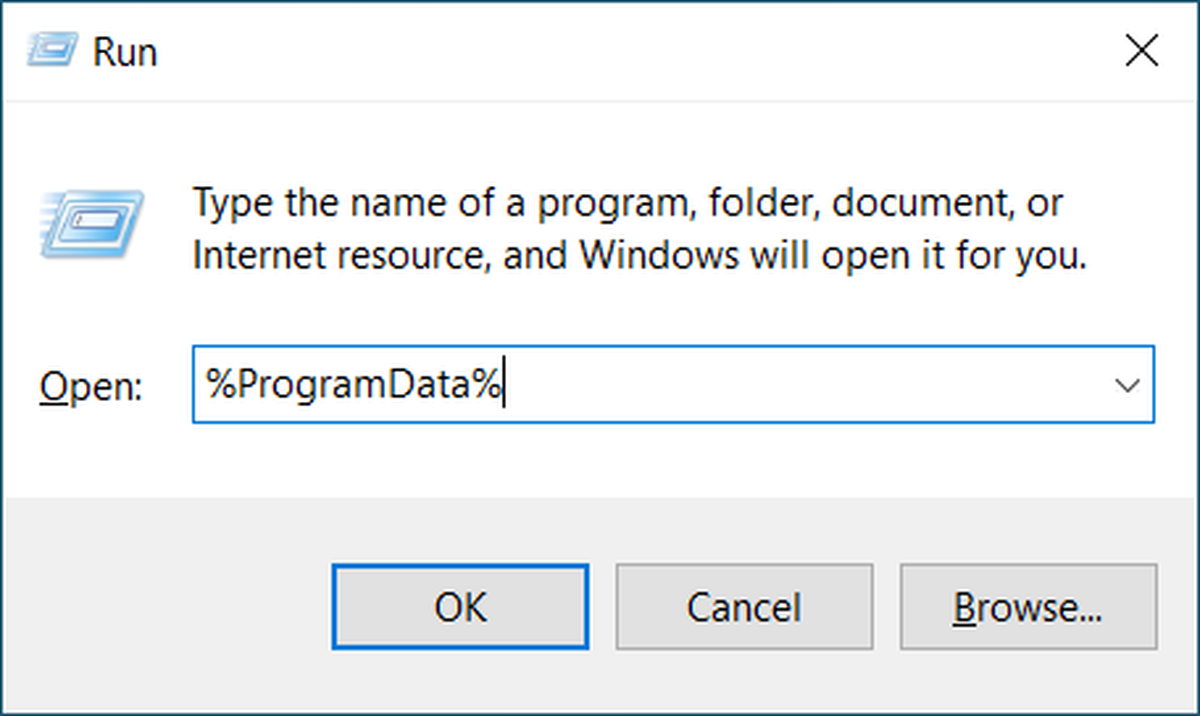 apri la cartella ProgramData