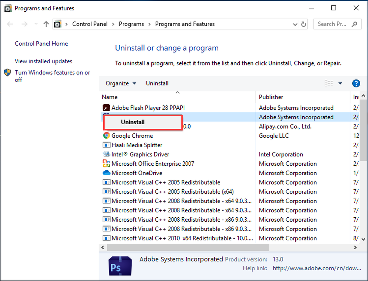 trova Origin e disinstalla