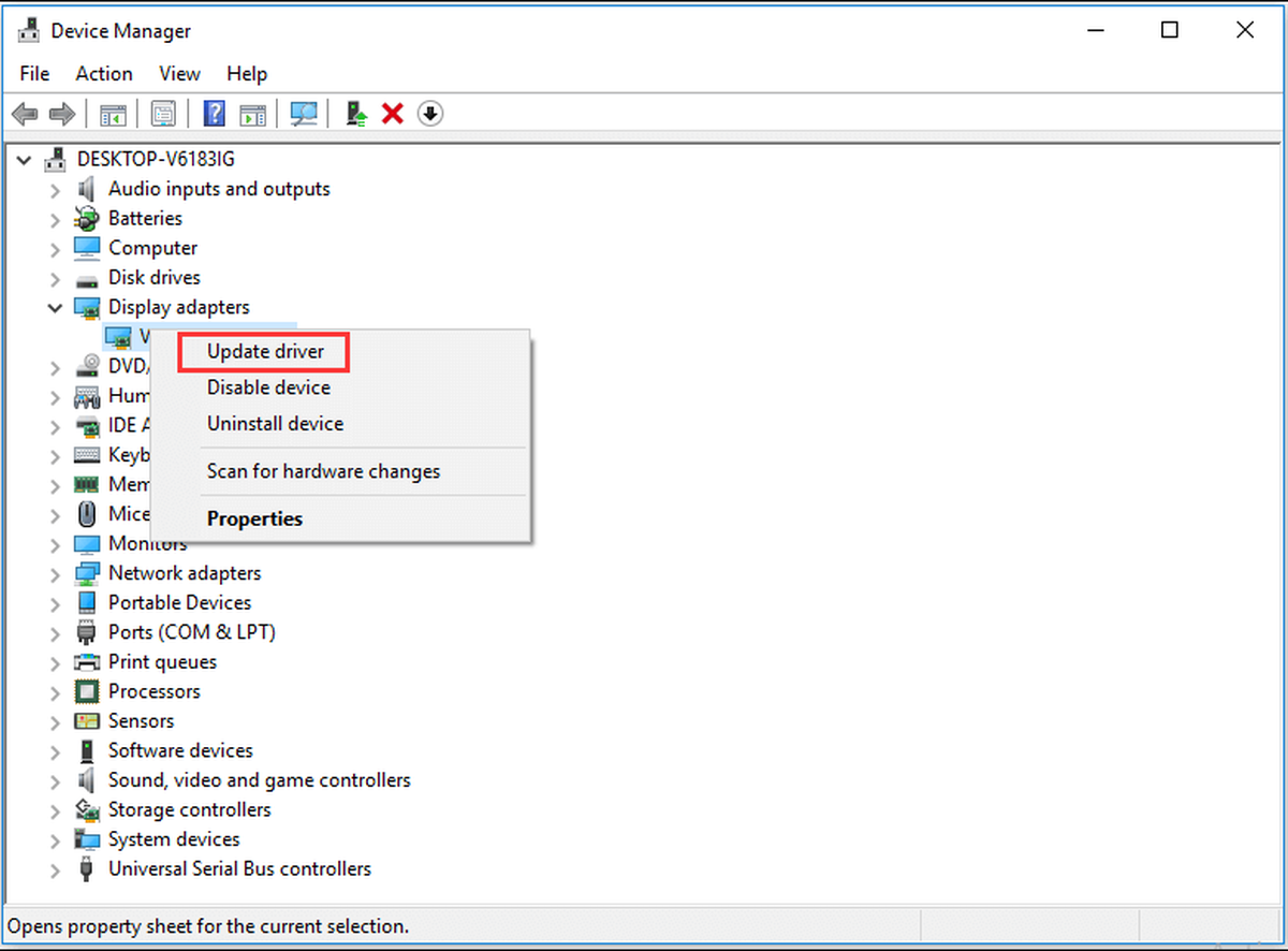 изберете Update driver