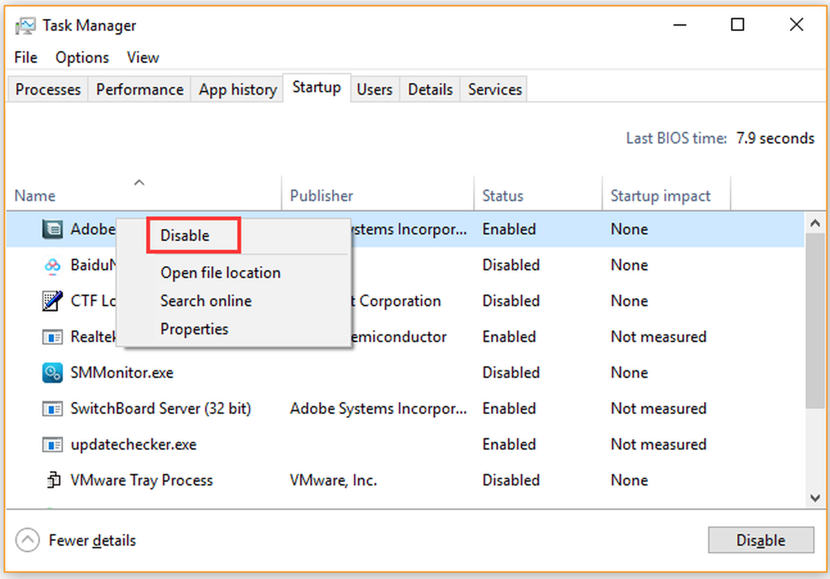 деактивирайте Adobe GC Invoker Utility от диспечера на задачите