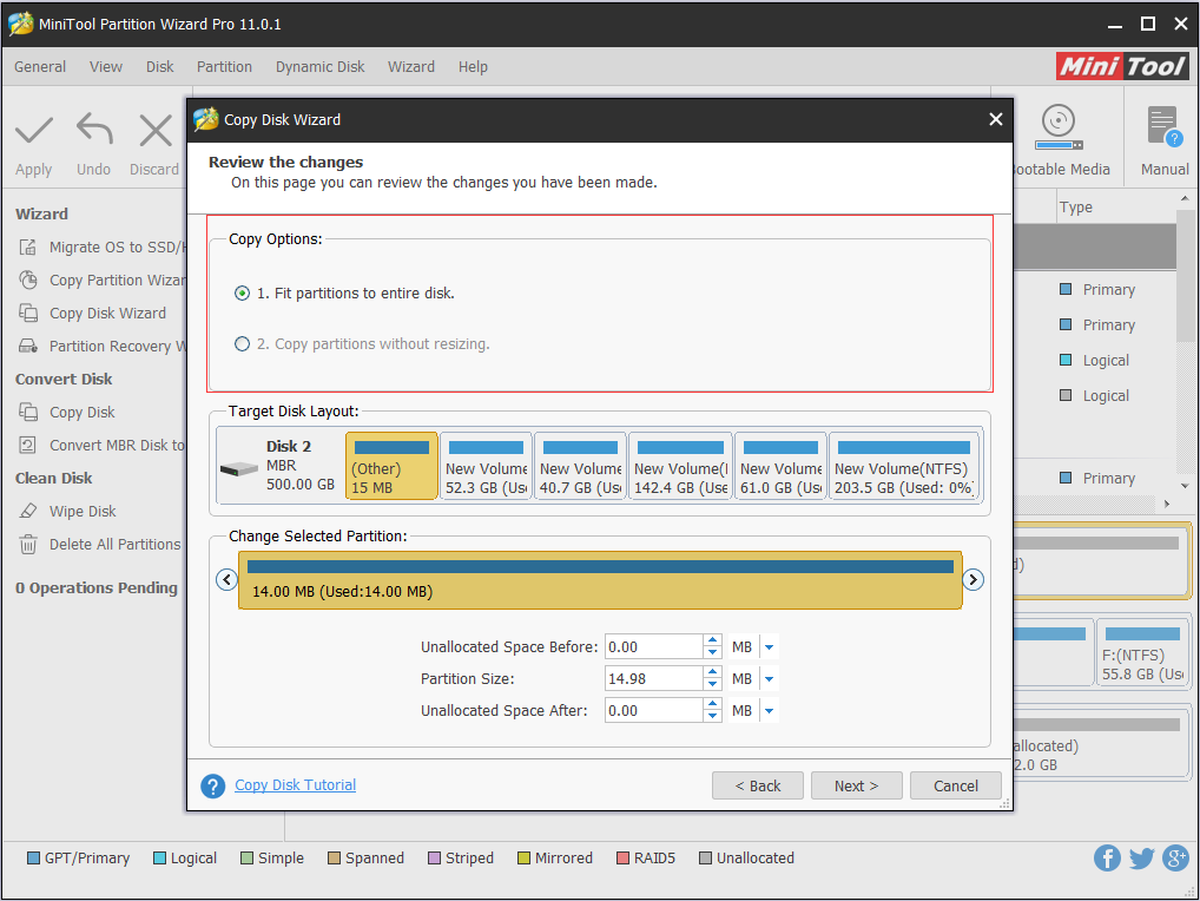 kopieringsmuligheder for en dynamisk GPT-disk