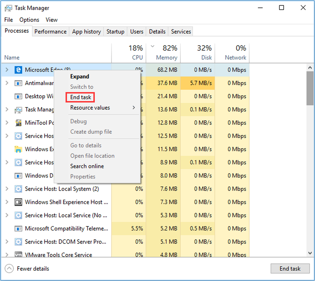 chiudere le app in Task Manager